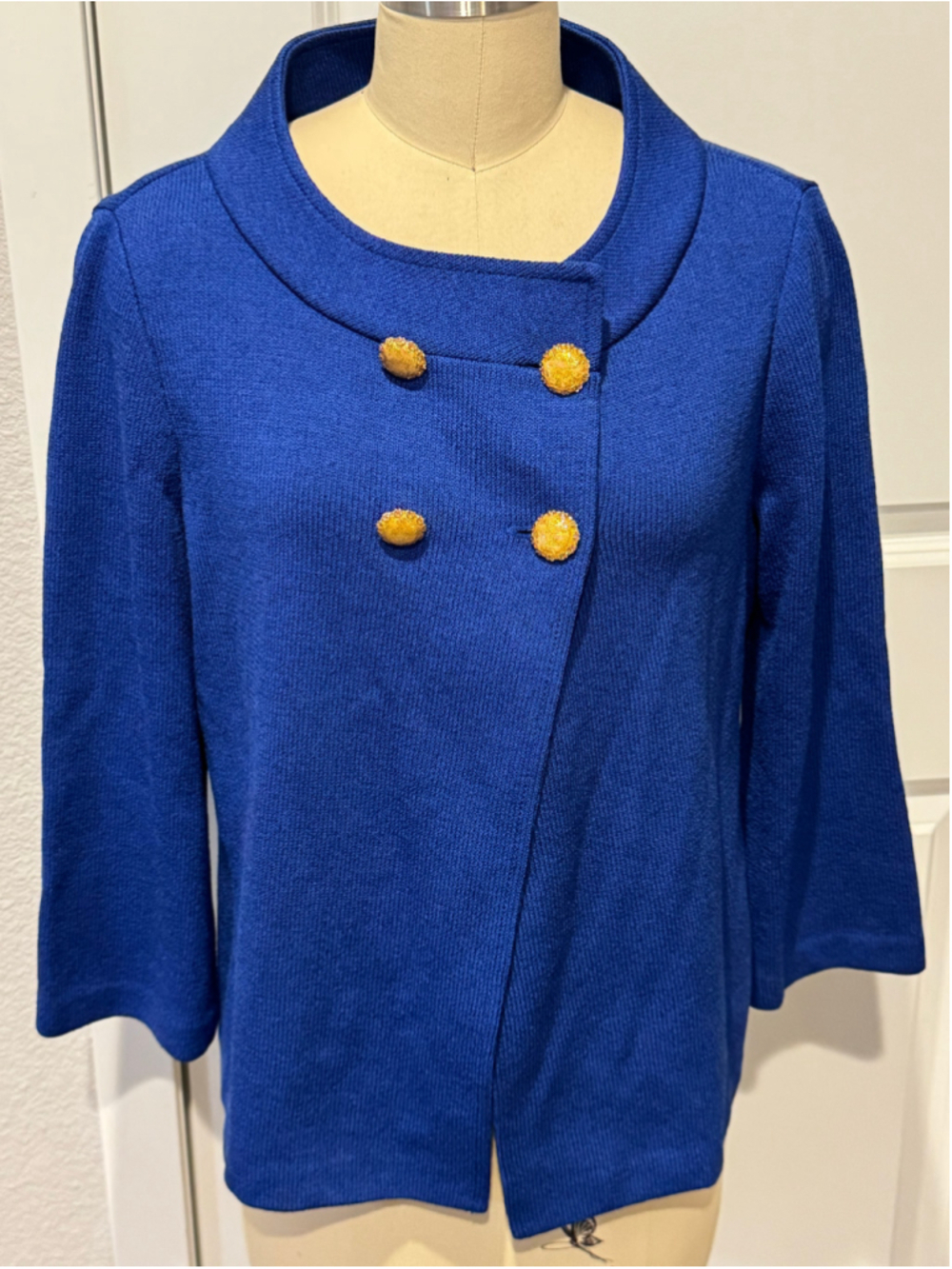 St. John Collection Knit Fly Away 3/4 Sleeve Cardigan Wool Rayon Size 8